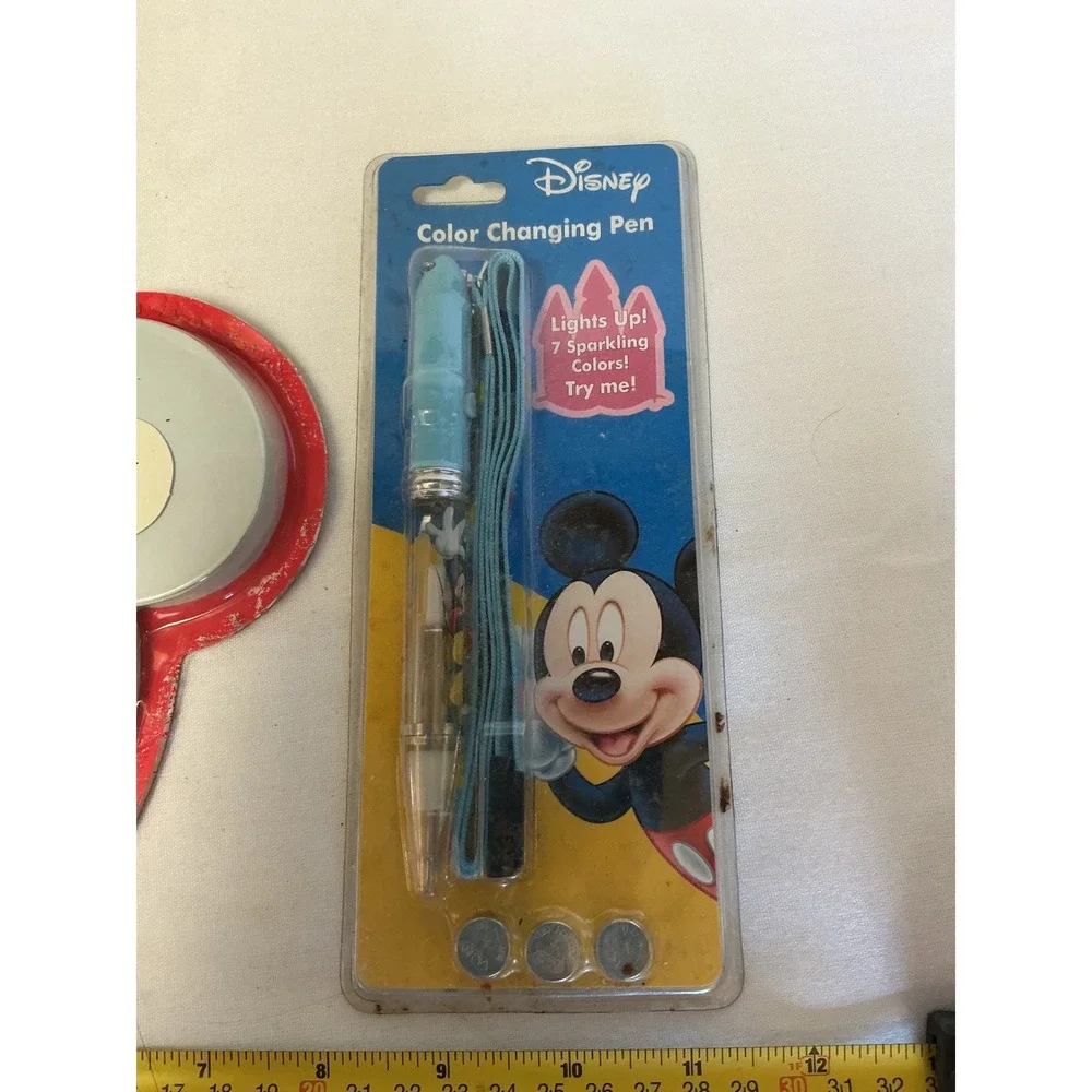 Disney Mickey Mouse Notepad and Color Changing Light Up Pen Stationery Set New